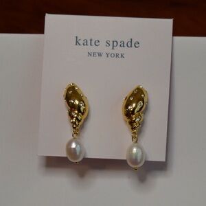 NWT Kate Spade Under The Sea Pave Gold Tone Shell Earrings